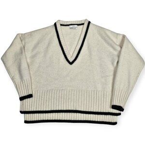 CO. | V-Neck Sweater | Women's | Small | Ivory/Cream | Wool Cashmere Blend